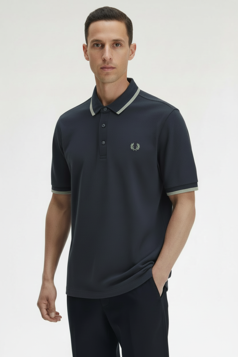Collar Detail Polo Fred Perry navy seagrass – vue principale