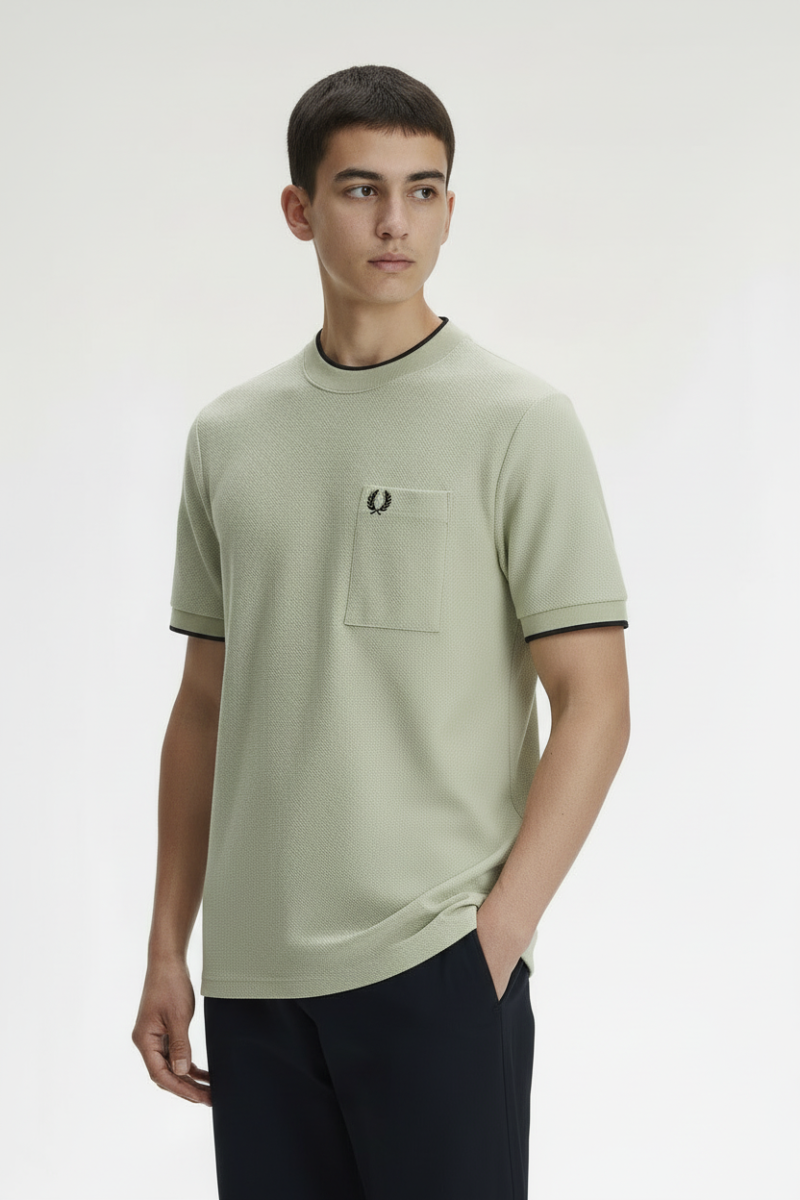 Pocket Detail Piqué Fred Perry vert seagrass – vue principale