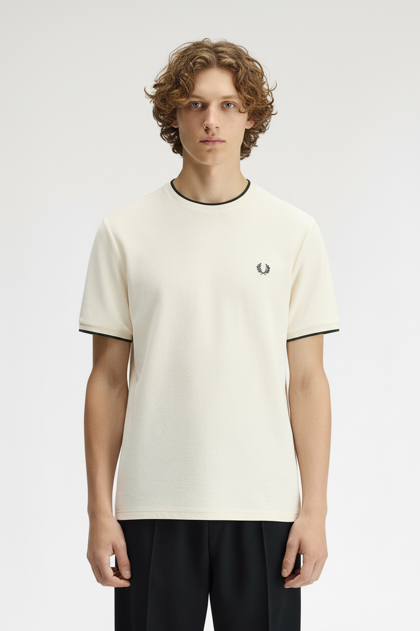 T-shirt Fred Perry écru crêpe piqué – vue principale