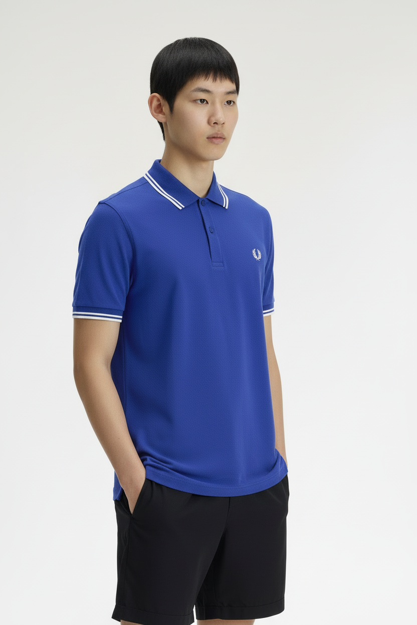 Twin Tipped Fred Perry Shirt soho eclipse white snow – vue principale