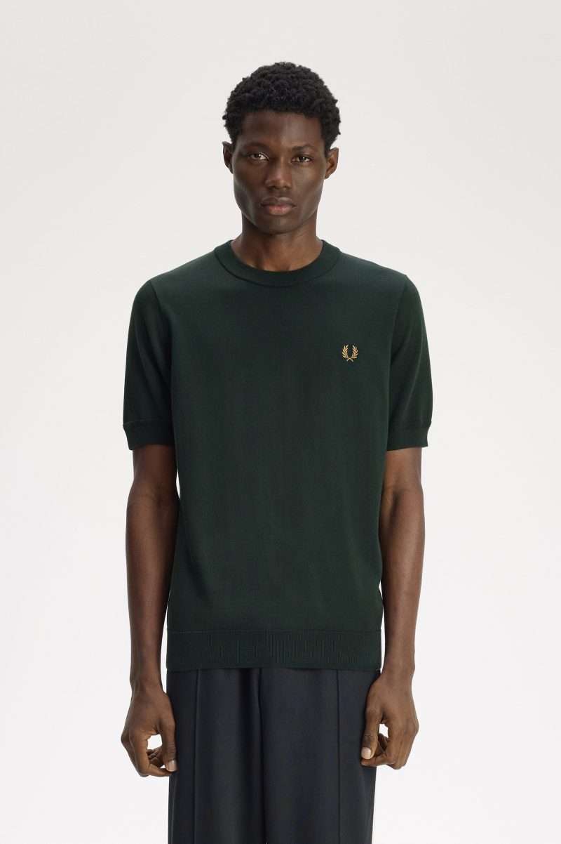 T-shirt tricoté Fred Perry vert nuit – vue principale