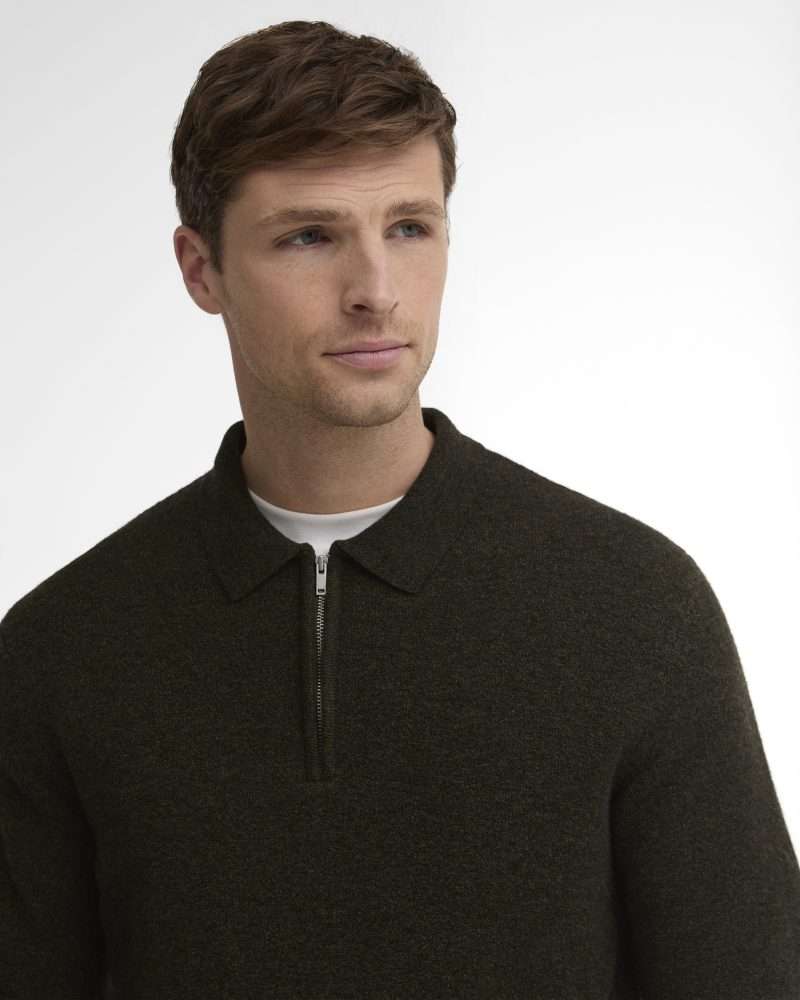 Polo zippé maille Barbour Sage – vue principale
