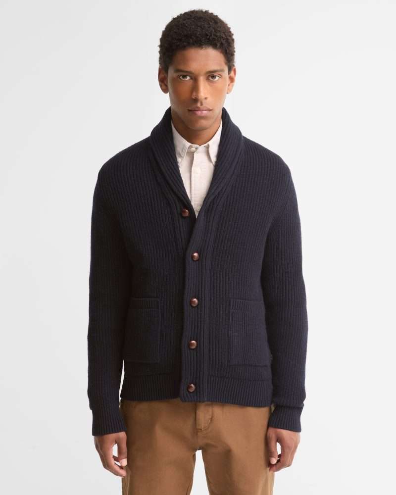 gilet col châle Barbour navy – vue principale