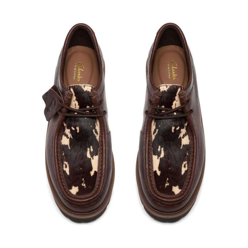 Chaussure Clarks Cleyhill Seam – Marron bi-matière, vue de dessus (la paire)