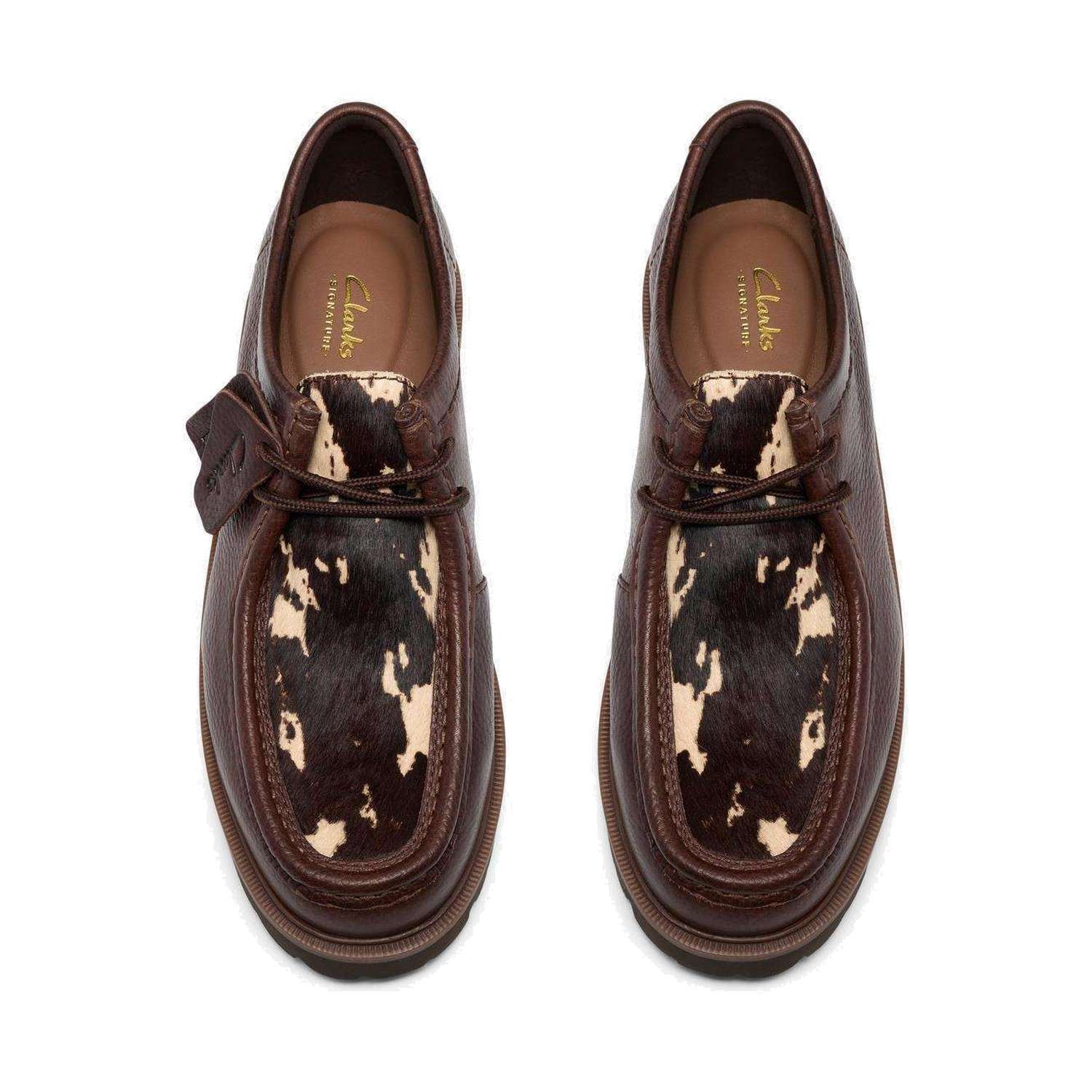 Chaussure Clarks Cleyhill Seam – Marron bi-matière, vue de dessus (la paire)