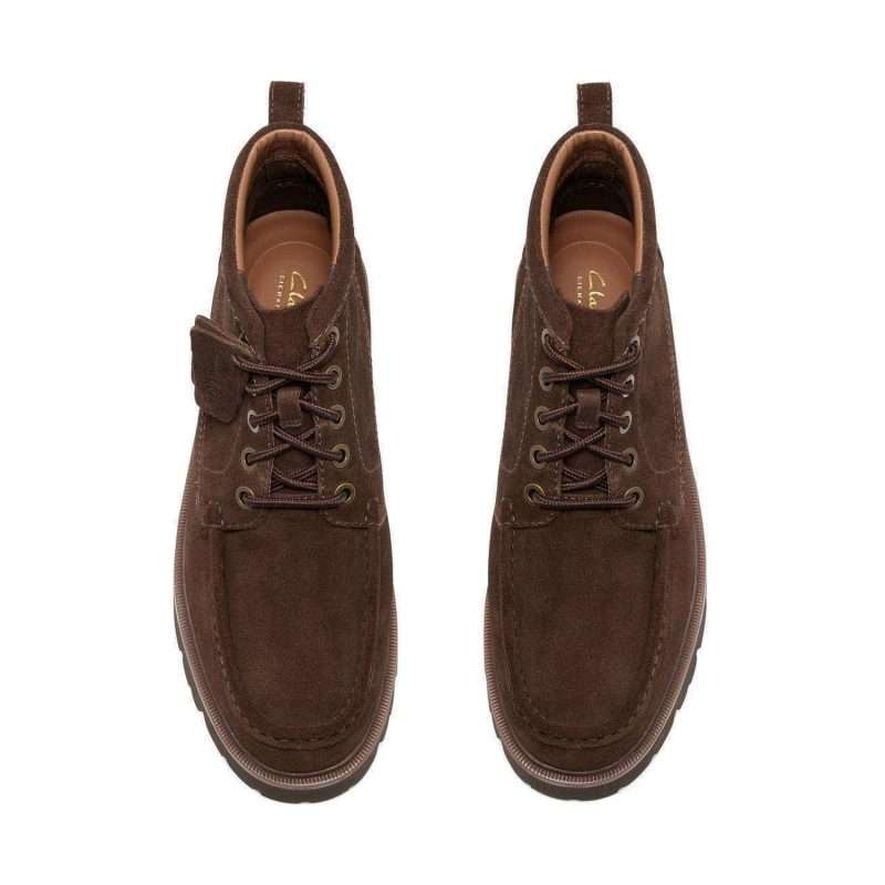Boots Clarks Cleyhill Hi – Marron, vue de dessus (la paire)