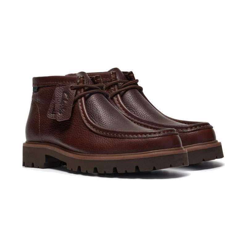 Boots Clarks Cleyhill Top – Marron foncé, vue de trois quarts avant