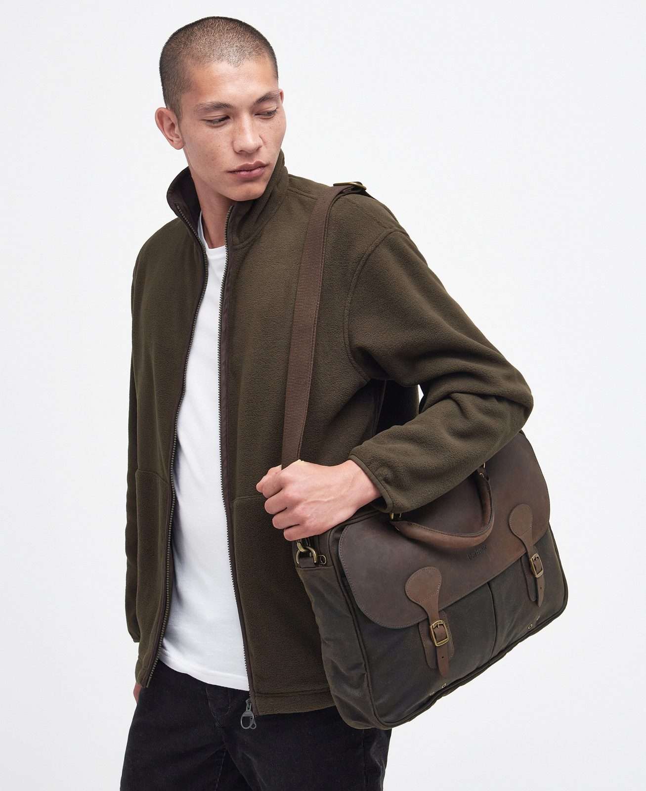 Porte-documents Barbour coton ciré – Olive, vue principale