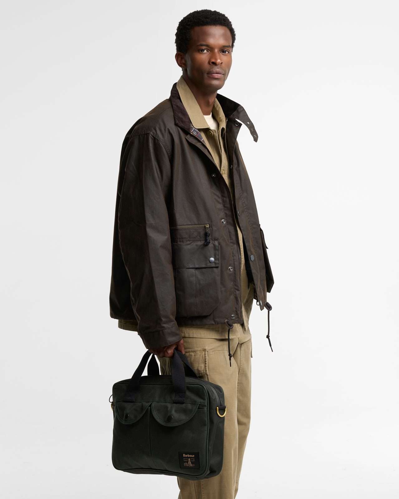 Sacoche ordinateur Barbour Field – Sage, vue principale