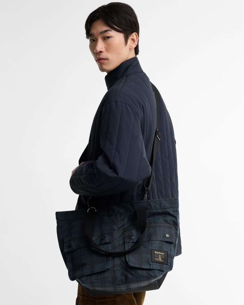 Cabas Barbour Field – Navy Tartan, vue principale