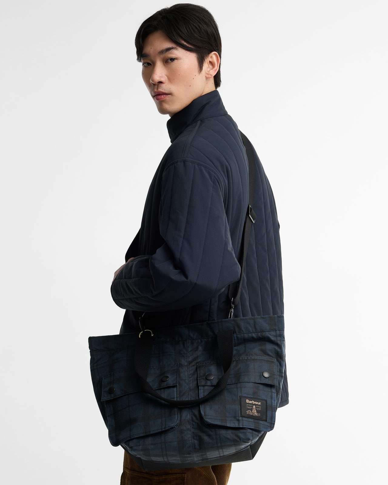 Cabas Barbour Field – Navy Tartan, vue principale