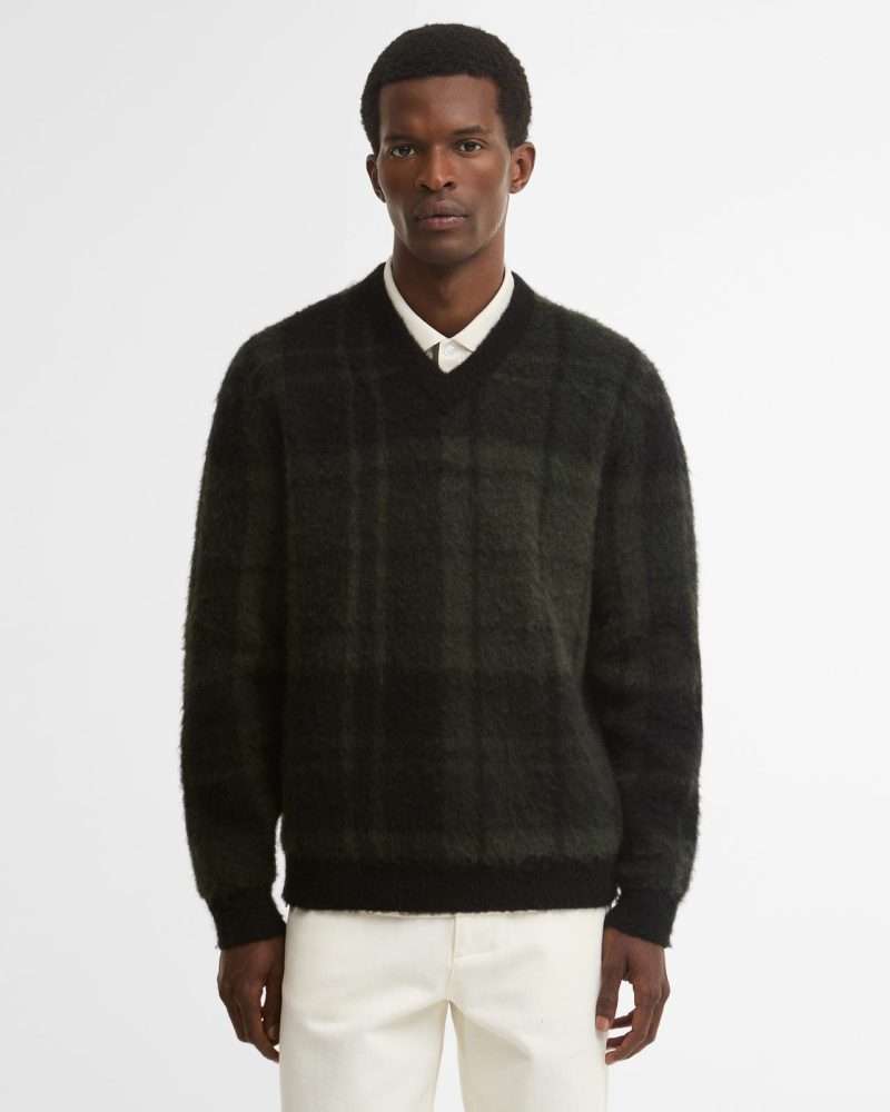 Pull col V Barbour Hunham – Noir, vue principale