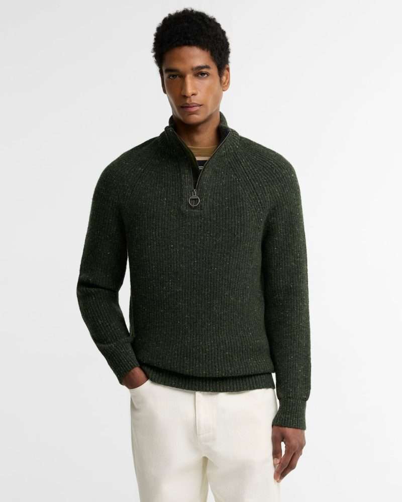 Pull camionneur Barbour Fleck – Olive, vue principale